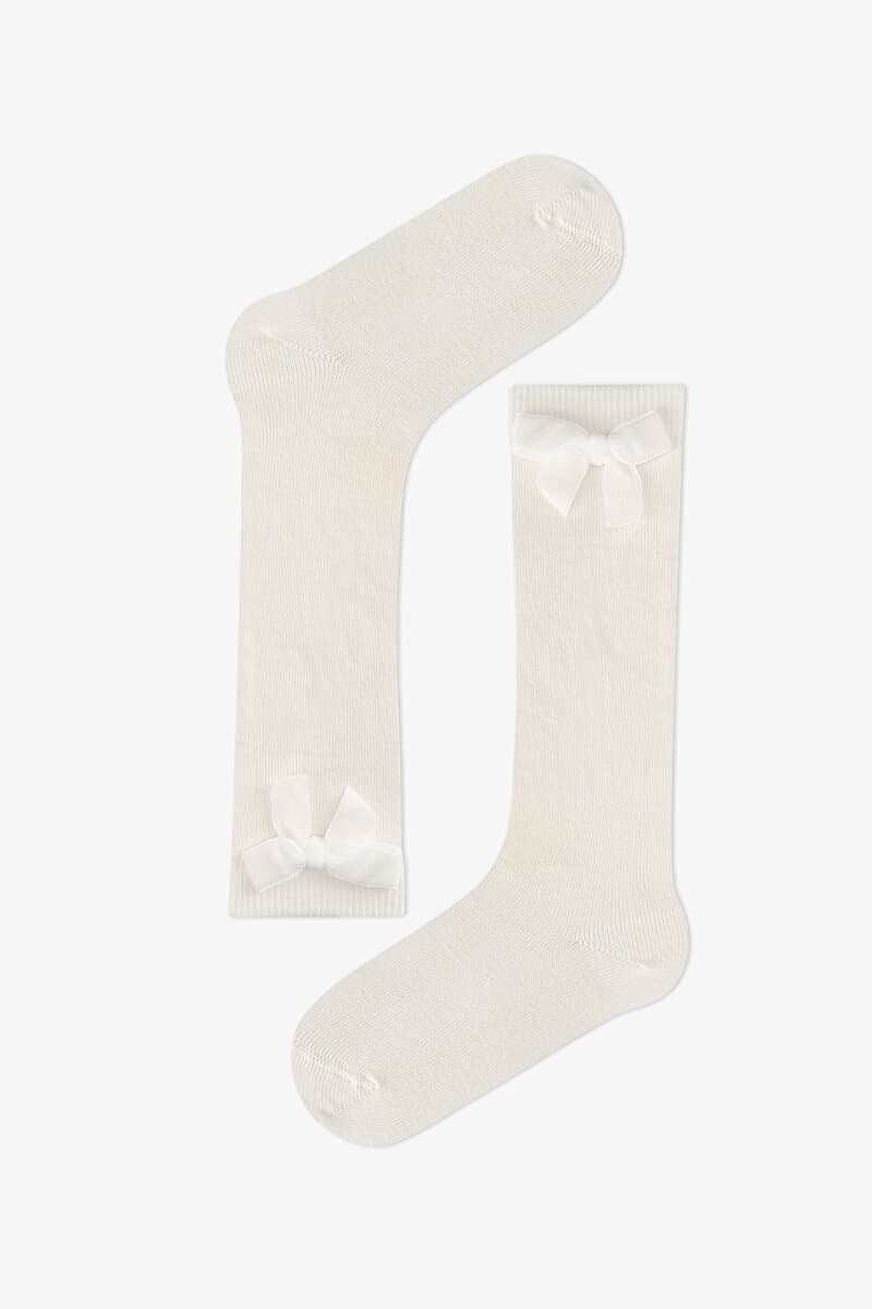 Kız Çocuk White Ribbon Pantolon Çorabı