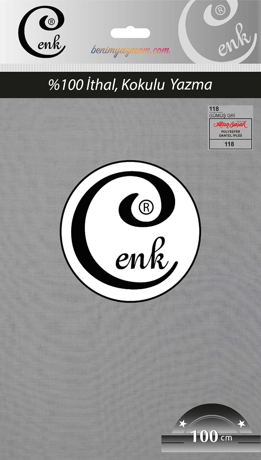 CENK YAZMA 100cm GÜMÜŞ GRİ TEKLİ POŞET YAZMA (301-118)