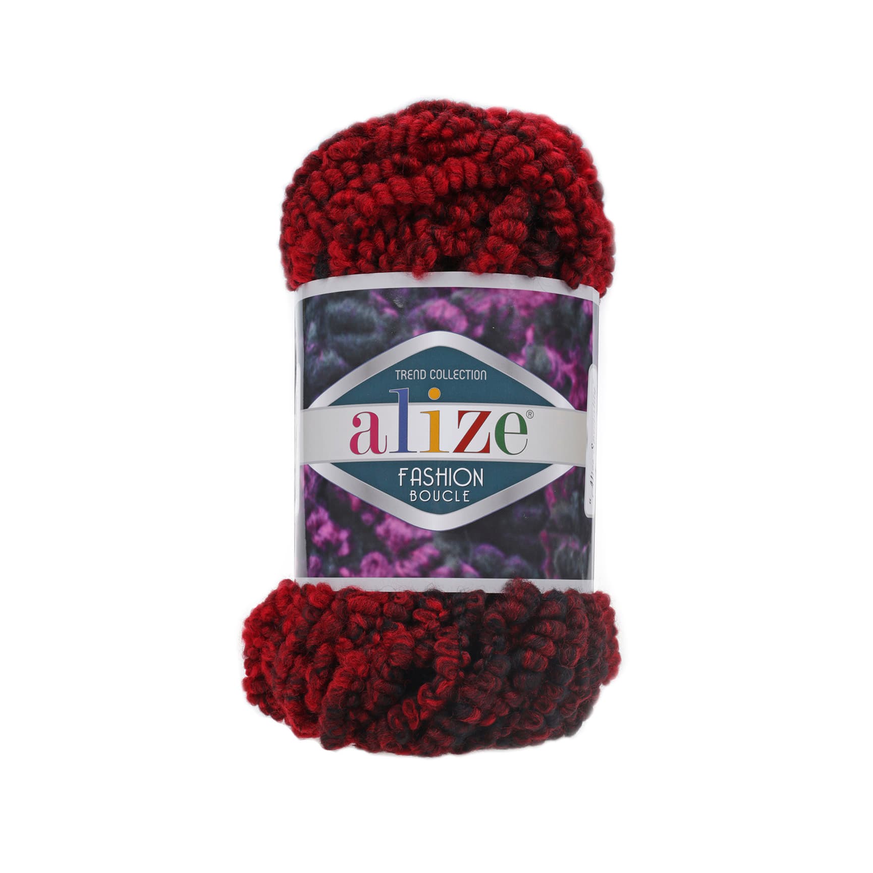 Alize Fashion Boucle 5571 Siyah-kırmızı Örgü İpi