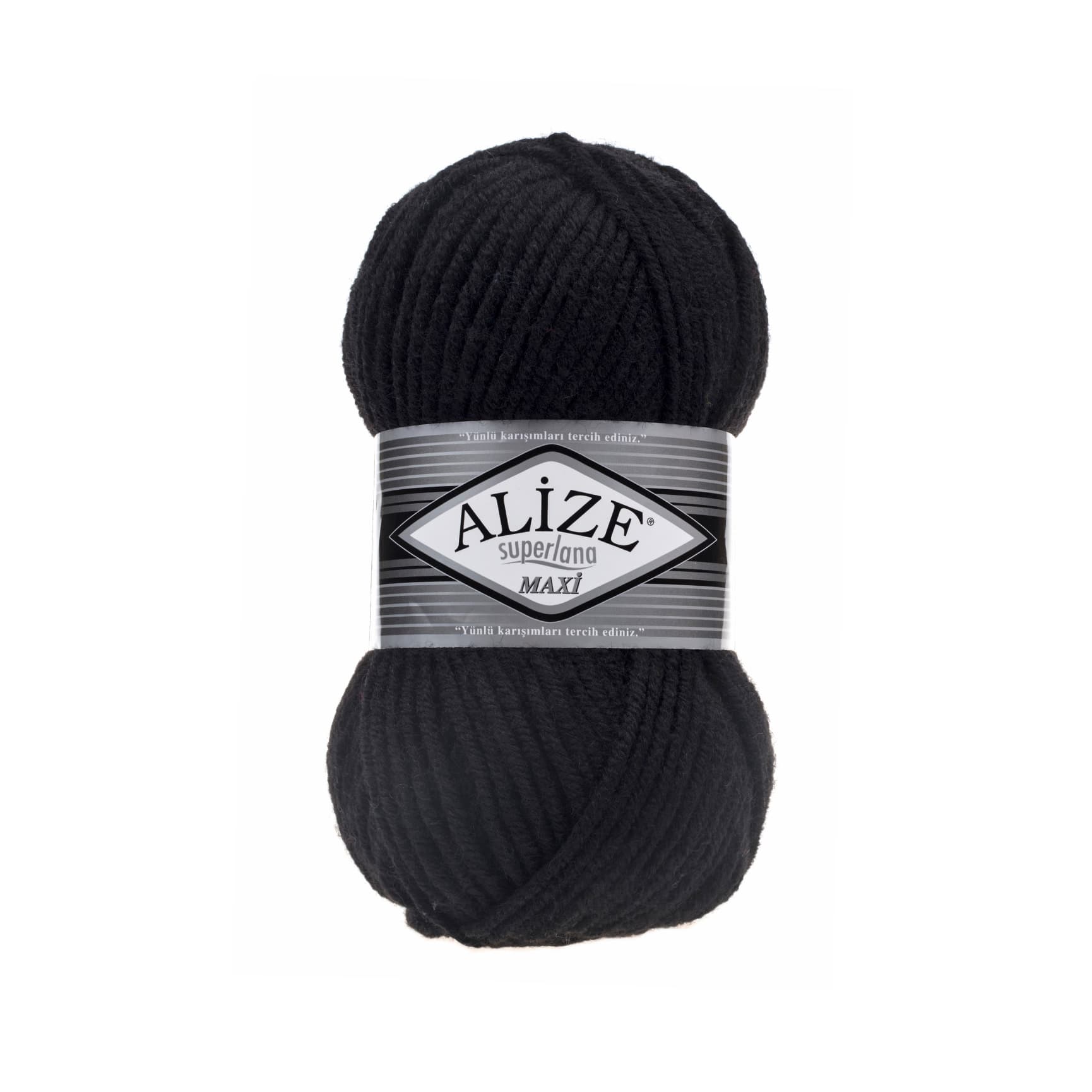 Alize Superlana Maxi 60 Siyah Yünlü Örgü İpi