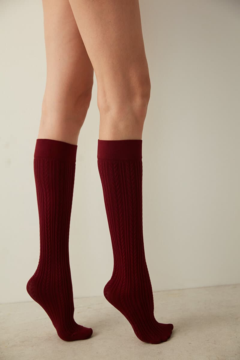 Bordo Knit Pantolon Çorabı-Pentilicious