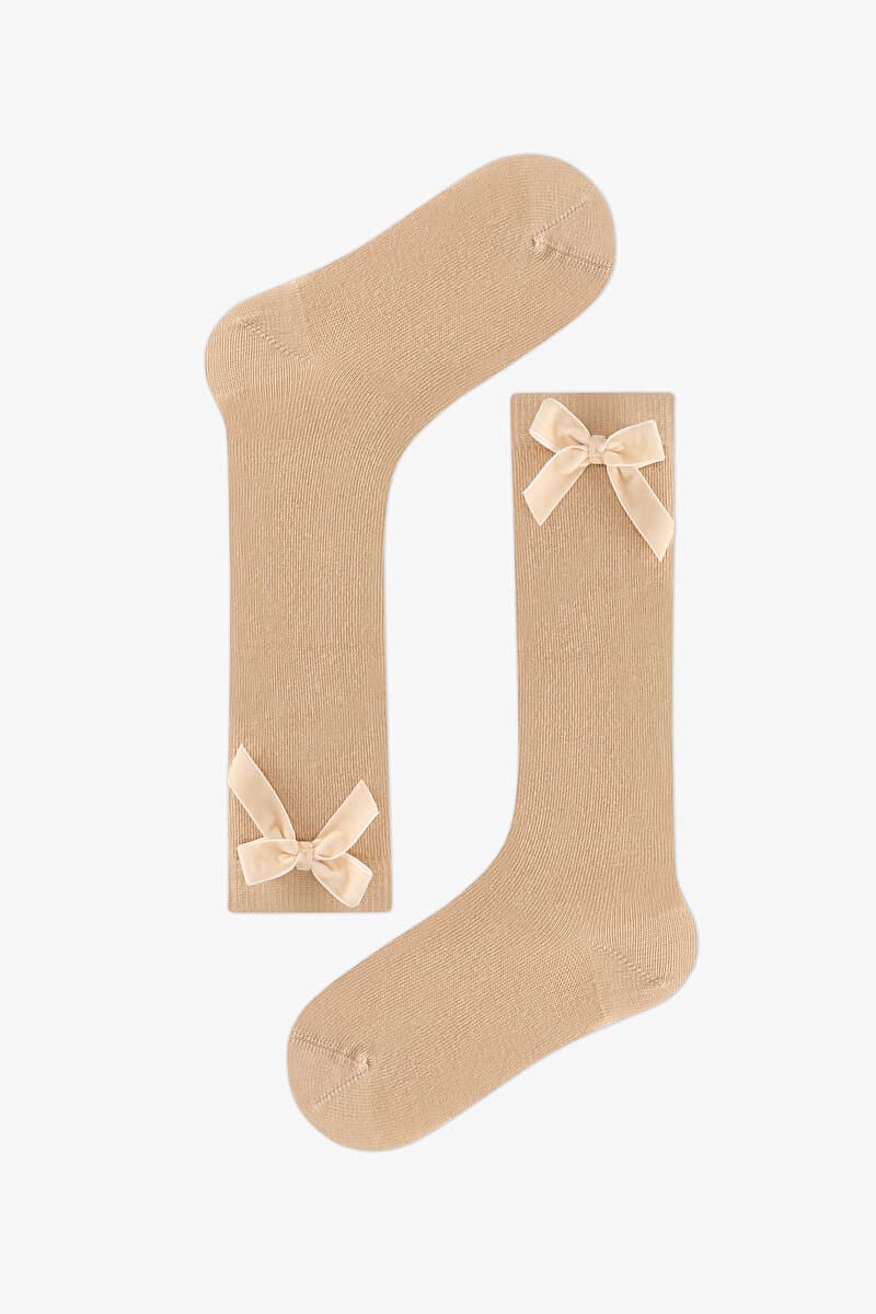 Kız Çocuk Brown Ribbon Pantolon Çorabı