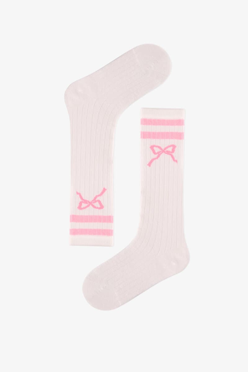 Kız Çocuk Marsmelov Pink Bow Pamuklu Pantolon Çorap