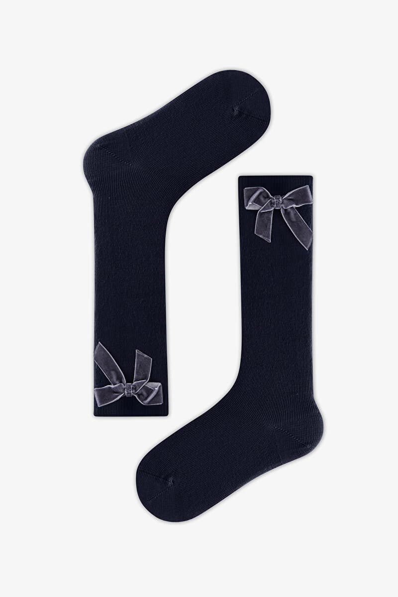 Kız Çocuk Navy Ribbon Pantolon Çorabı