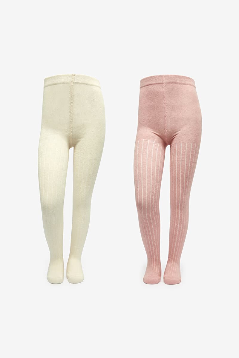 Kız Çocuk Pretty Rib Pembe 2li Külotlu Çorap