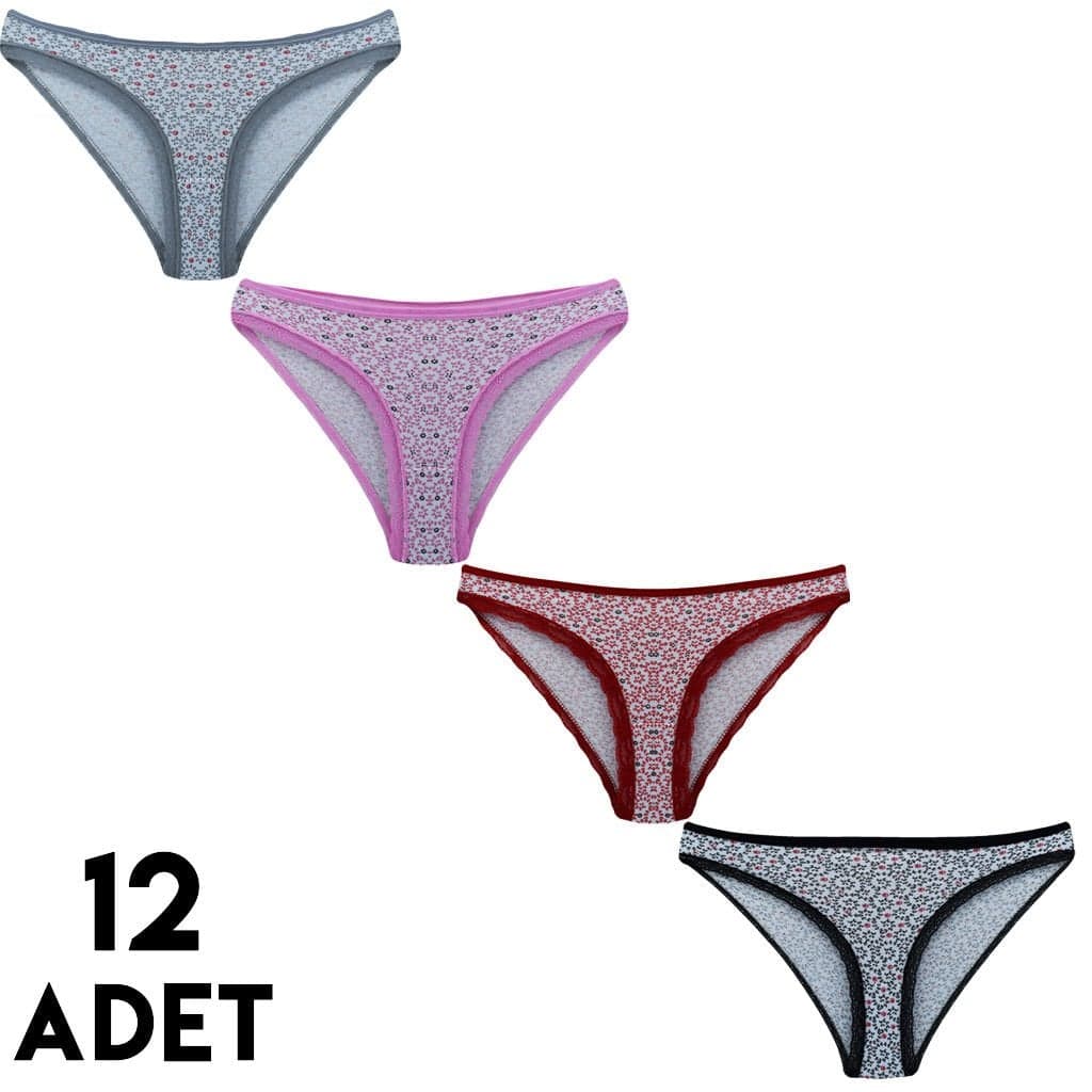 Tutku 0728 Küçük Puantiyeli Bayan Bikini 12'li