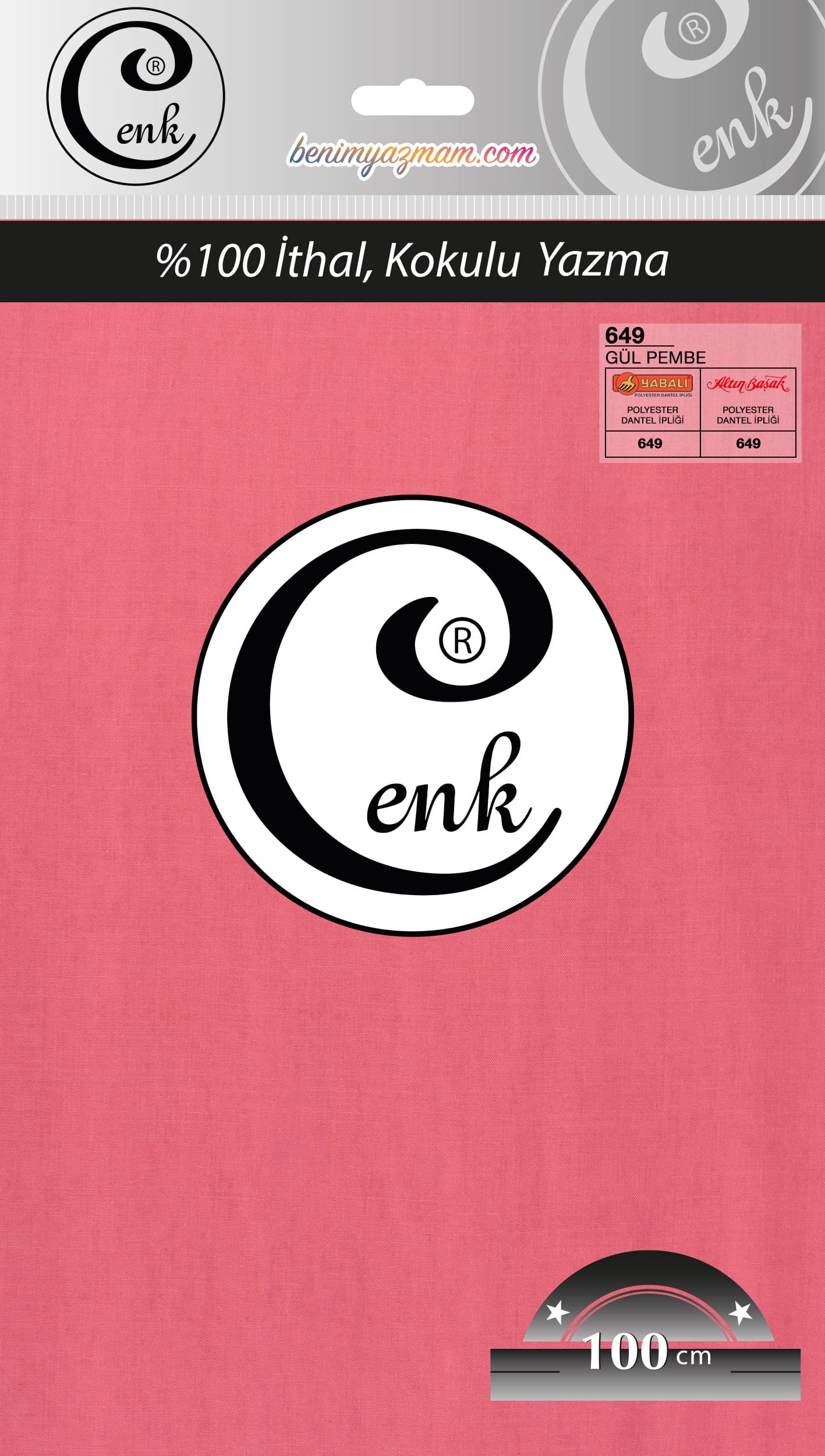CENK DÜZ 100cm GÜL PEMBE TEKLİ POŞET YAZMA (301-649)