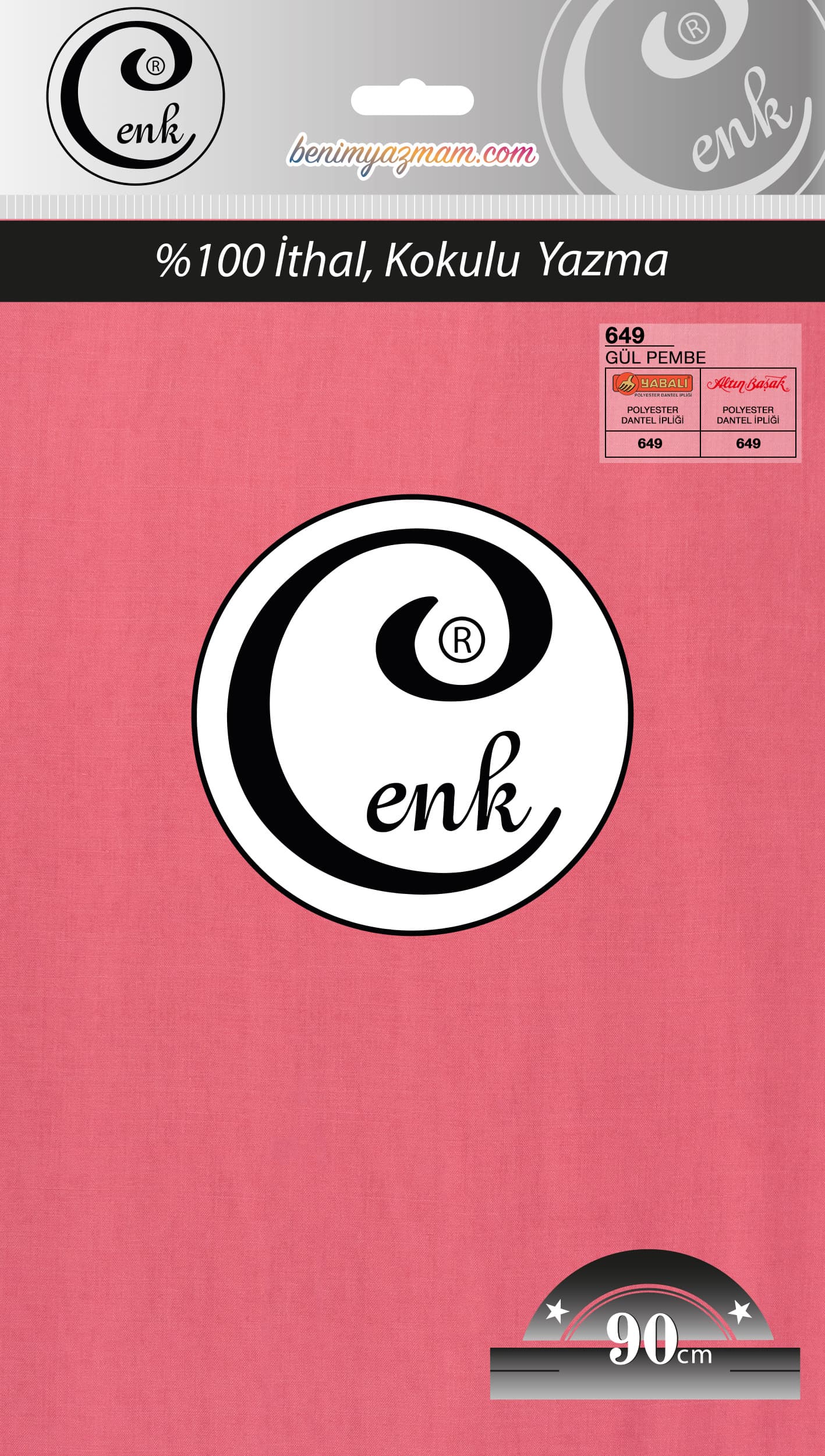 CENK DÜZ 90cm GÜL PEMBE TEKLİ POŞET YAZMA (302-649)