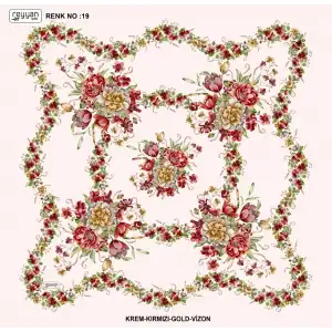 Reyyan İpek 100 cm Desenli Oyalık Yazma Ryyn 463-12
