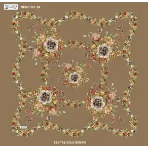 Reyyan İpek 100 cm Desenli Oyalık Yazma Ryyn 463-15
