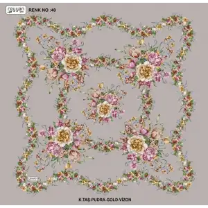 Reyyan İpek 100 cm Desenli Oyalık Yazma Ryyn 463-19