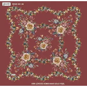 Reyyan İpek 100 cm Desenli Oyalık Yazma Ryyn 463-20