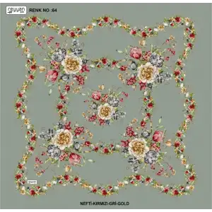 Reyyan İpek 100 cm Desenli Oyalık Yazma Ryyn 463-22