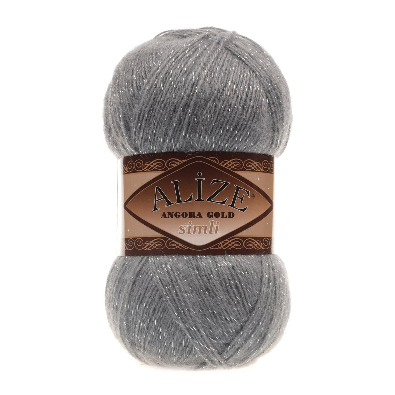 Alize Angora Gold Simli 87 Orta Gri Yelek ve Şal İpi