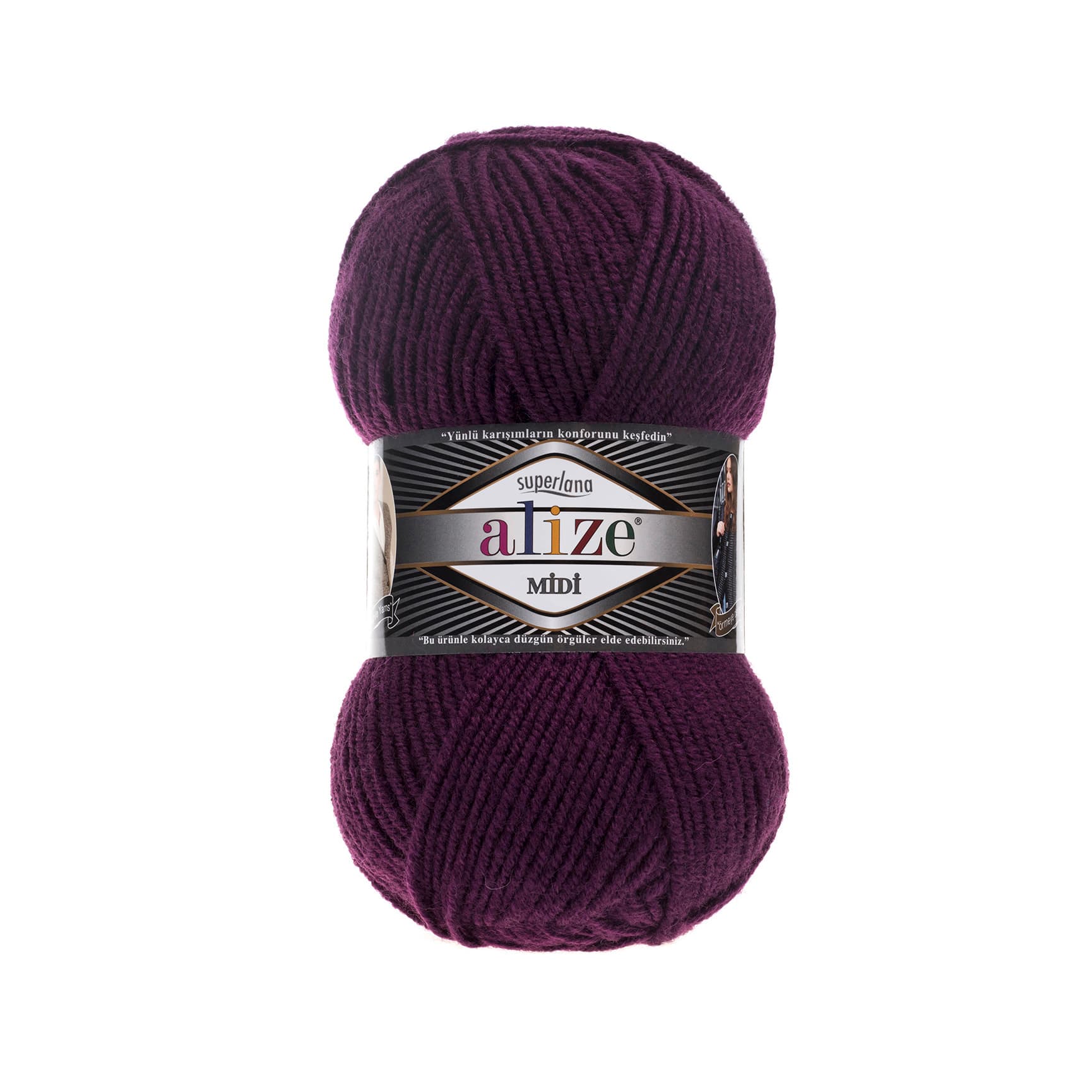 Alize Superlana Midi 111 Mürdüm Yünlü Örgü İpi