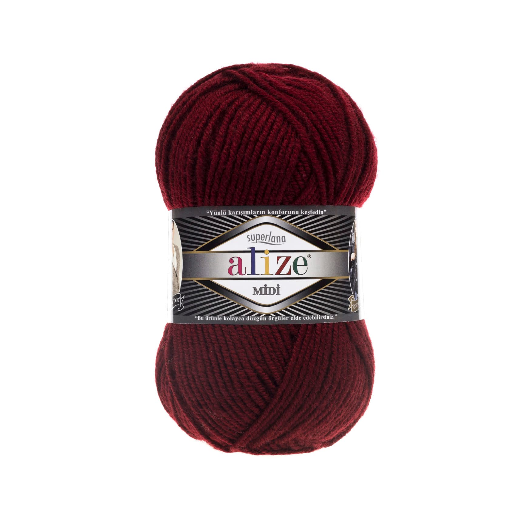 Alize Superlana Midi 57 Bordo Yünlü Örgü İpi