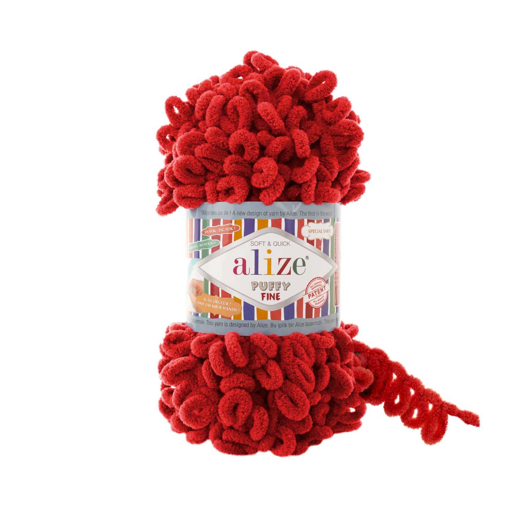Alize Puffy Fine 56 Kırmızı Elle Örülen Örgü İpi