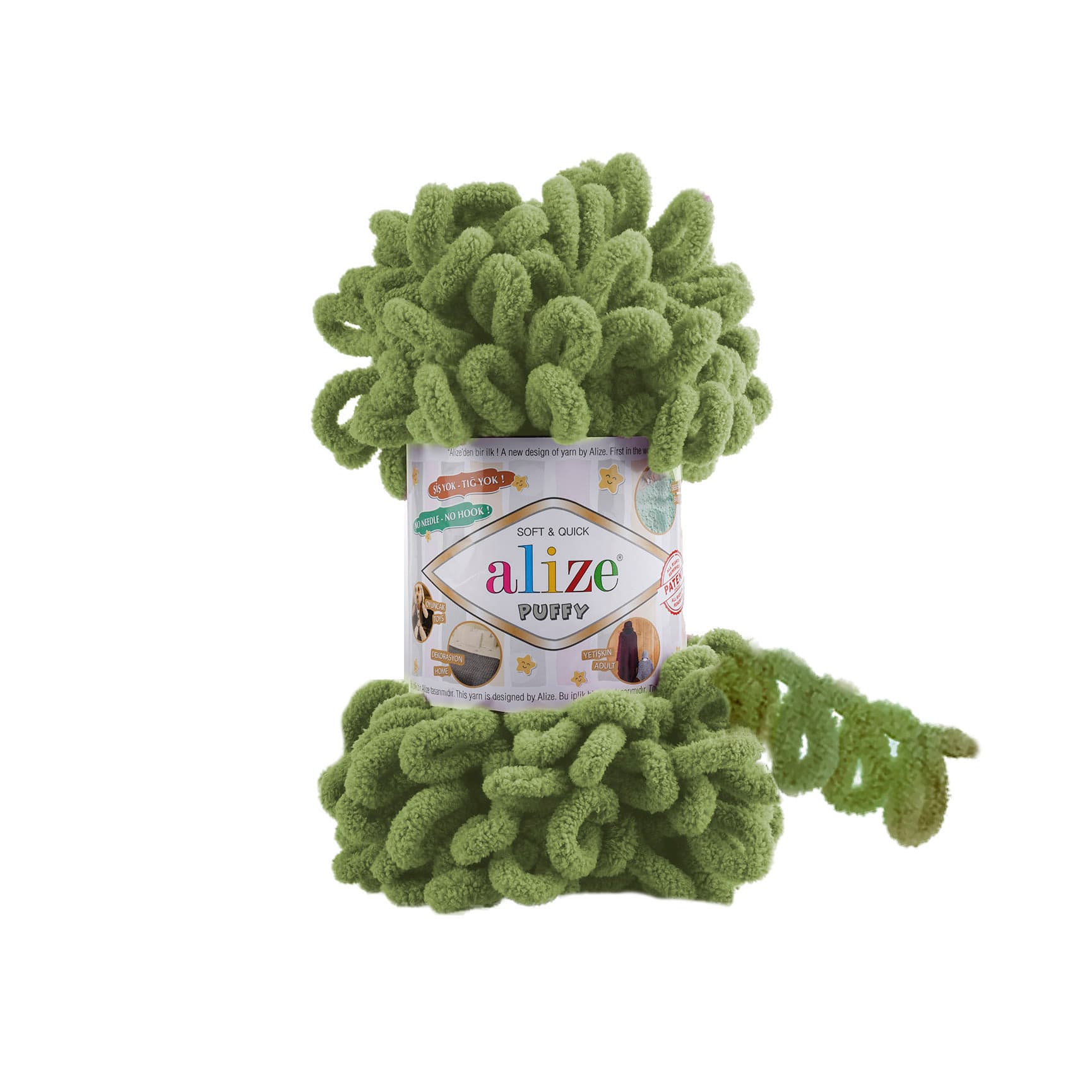 Alize Puffy 485 Yeşil Elle Örülen Örgü İpi