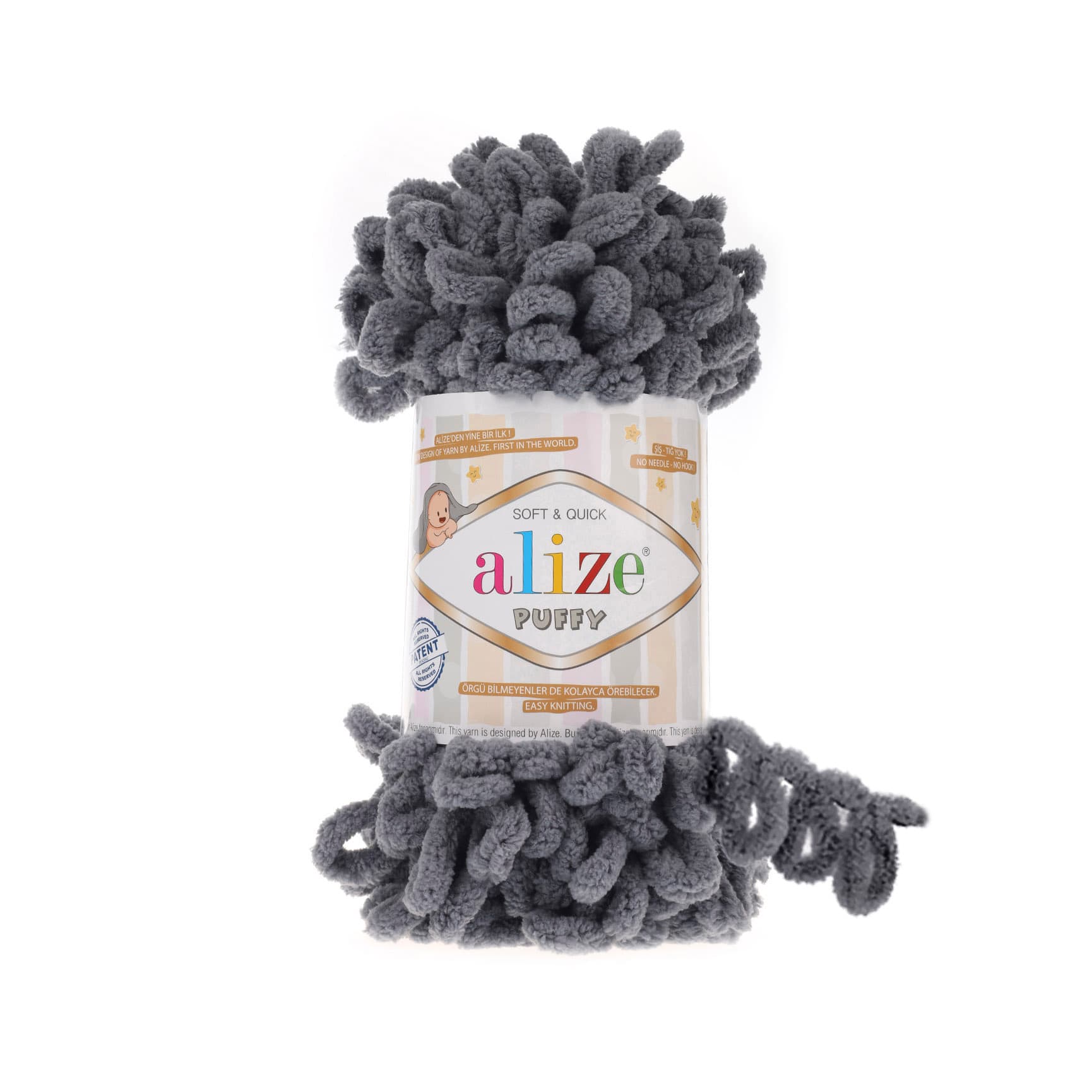Alize Puffy 87 Koyu Gri Elle Örülen Örgü İpi