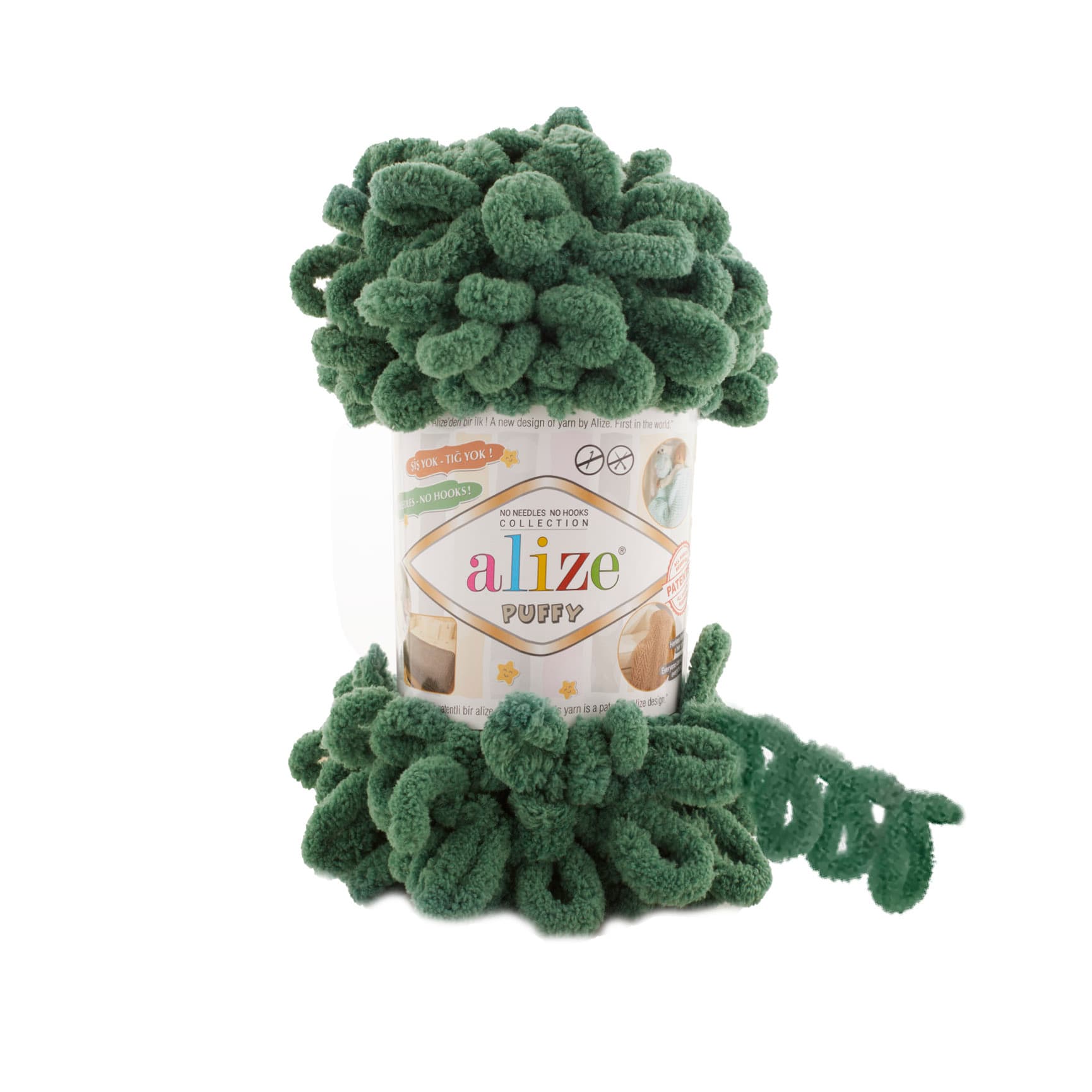 Alize Puffy 532 Çam Yeşili Elle Örülen Örgü İpi