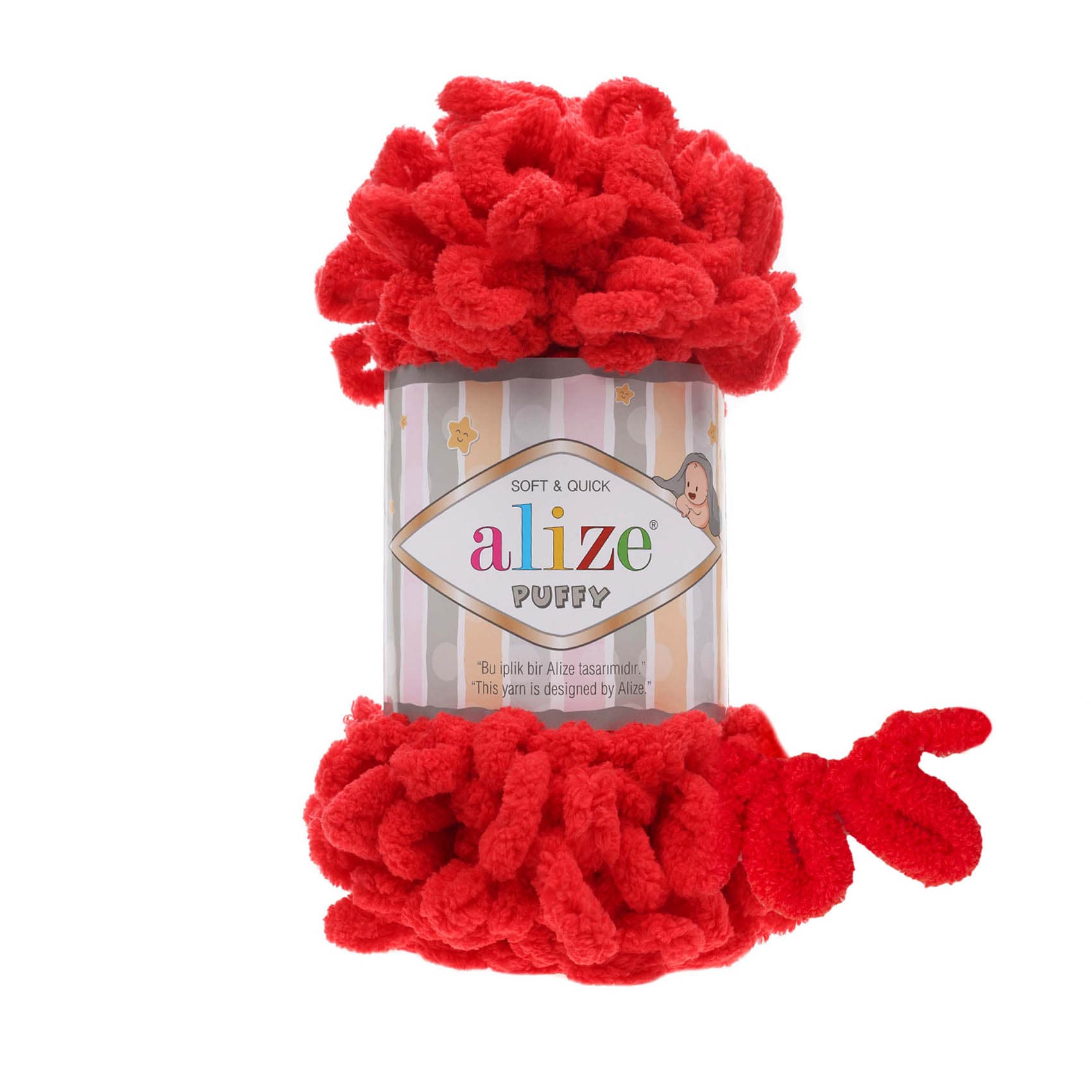 Alize Puffy 56 Kırmızı Elle Örülen Örgü İpi