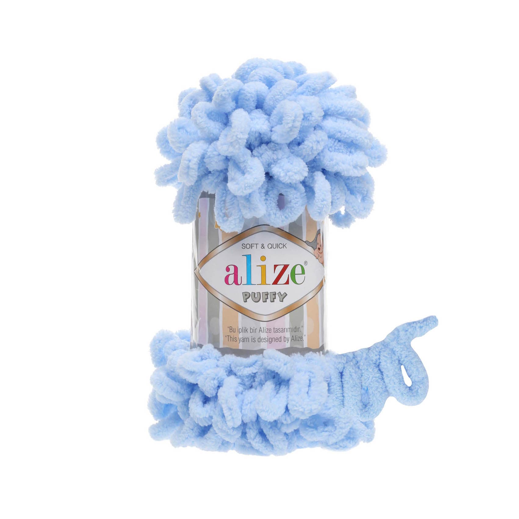 Alize Puffy 183 Açık Mavi Elle Örülen Örgü İpi