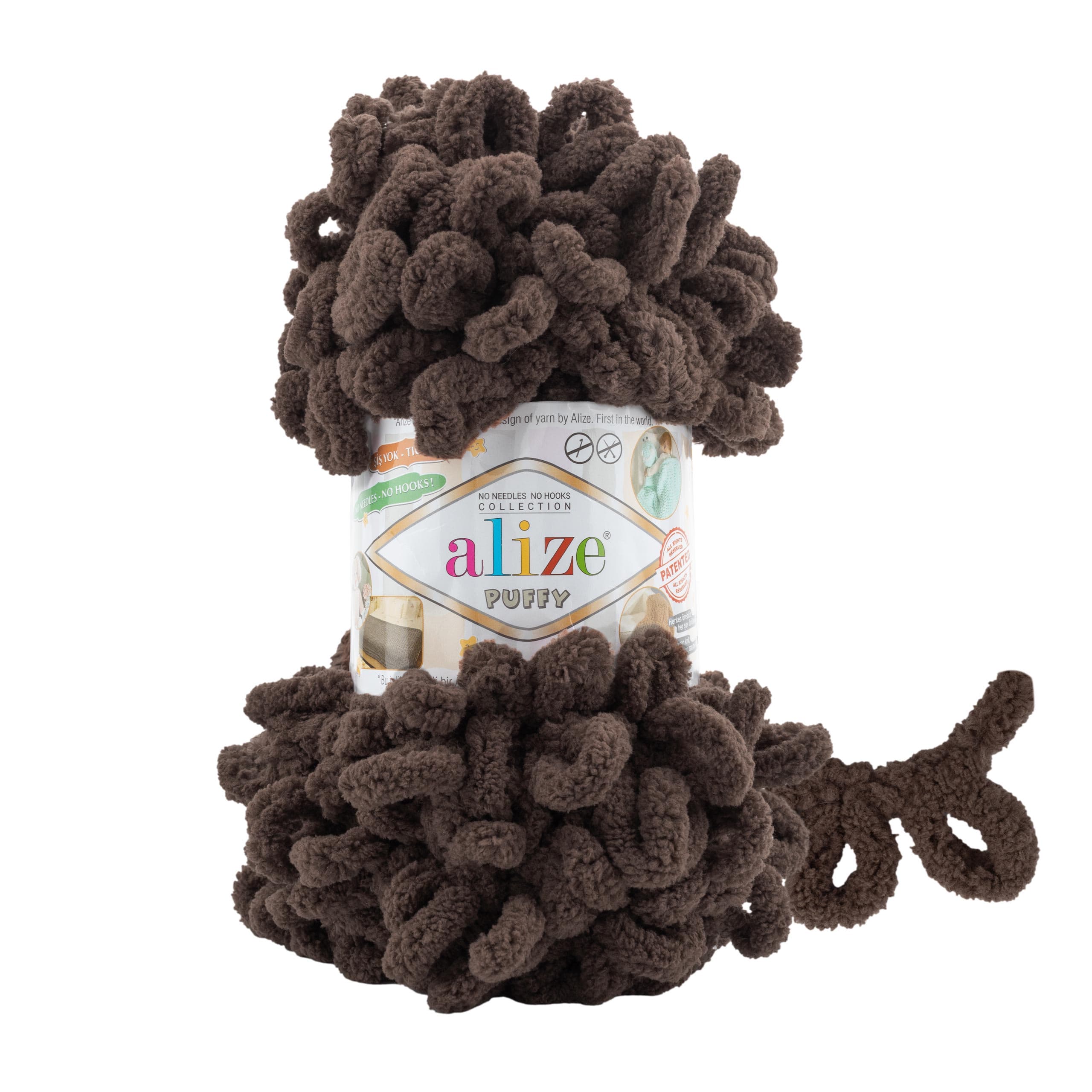 Alize Puffy 534 Koyu Kahve Elle Örülen Örgü İpi