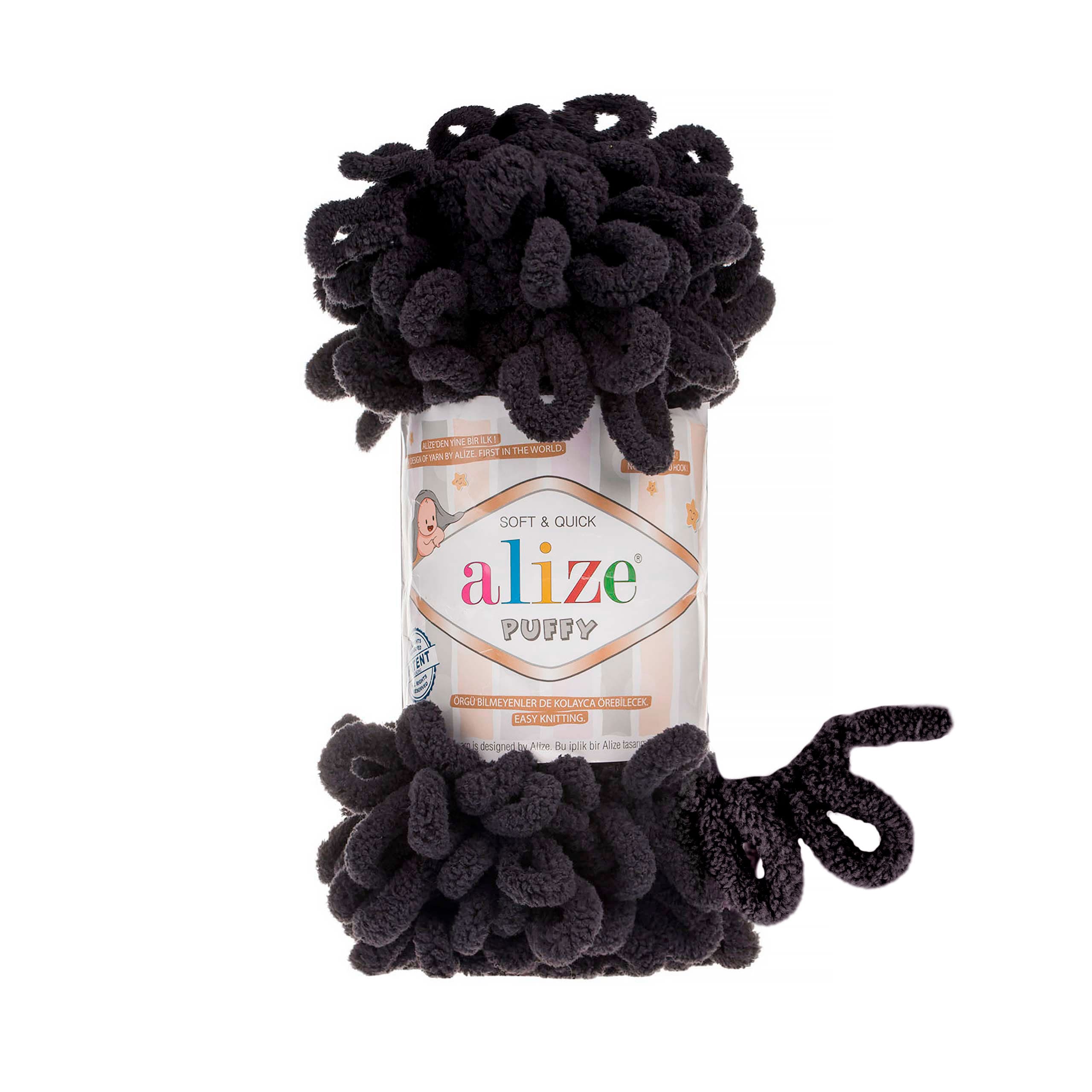 Alize Puffy 1060 Siyah Elle Örülen Örgü İpi