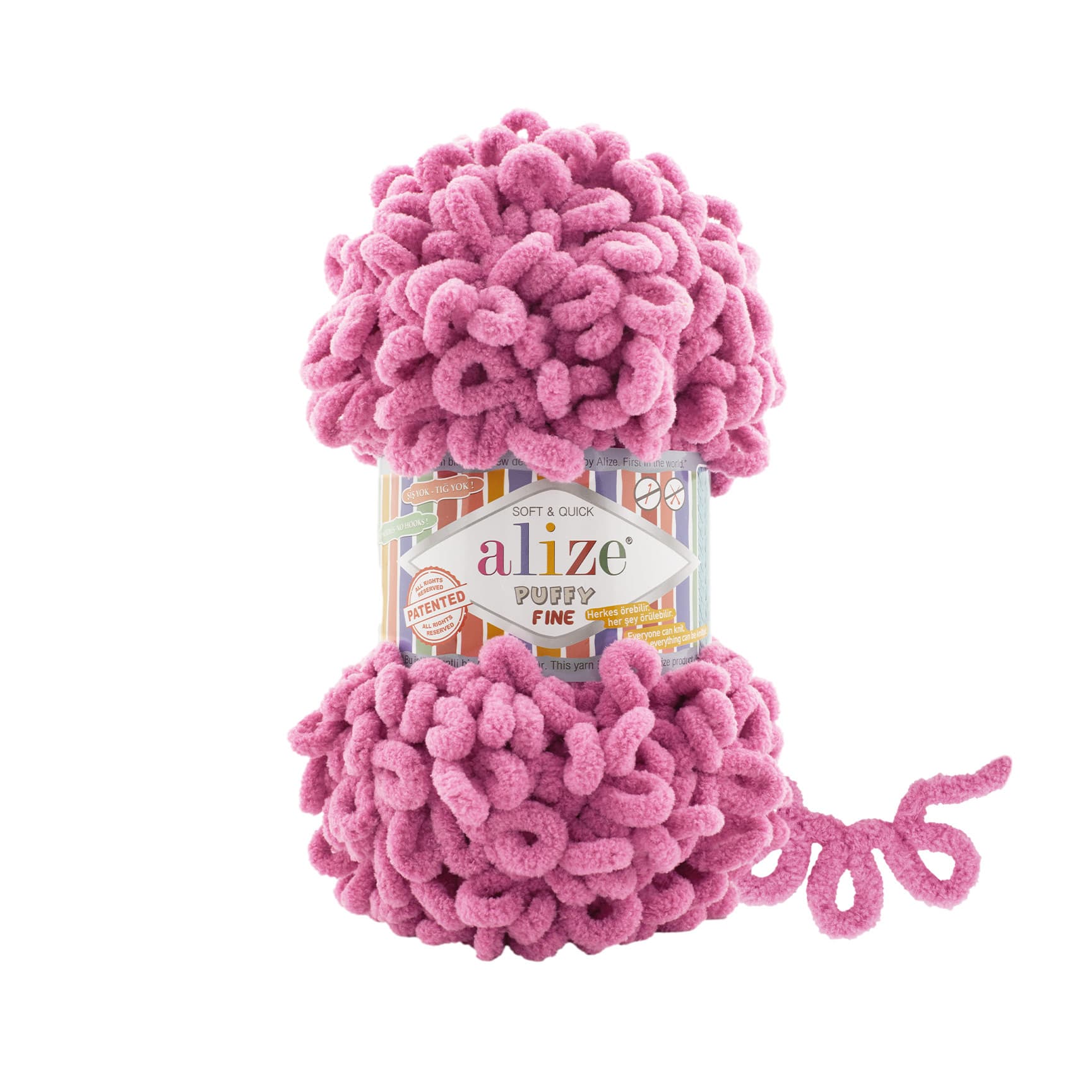 Alize Puffy Fine 178 Pembe Elle Örülen Örgü İpi